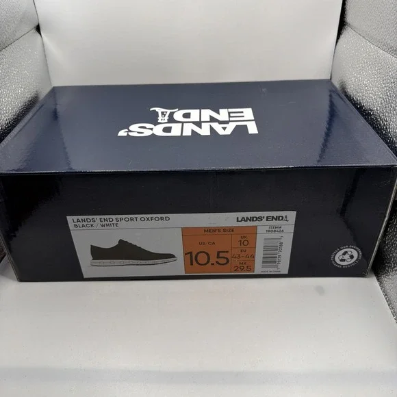 New Men's Lands End Sport Oxford Comfort Shoes  Black /White 10.5. New - Picture 11 of 12